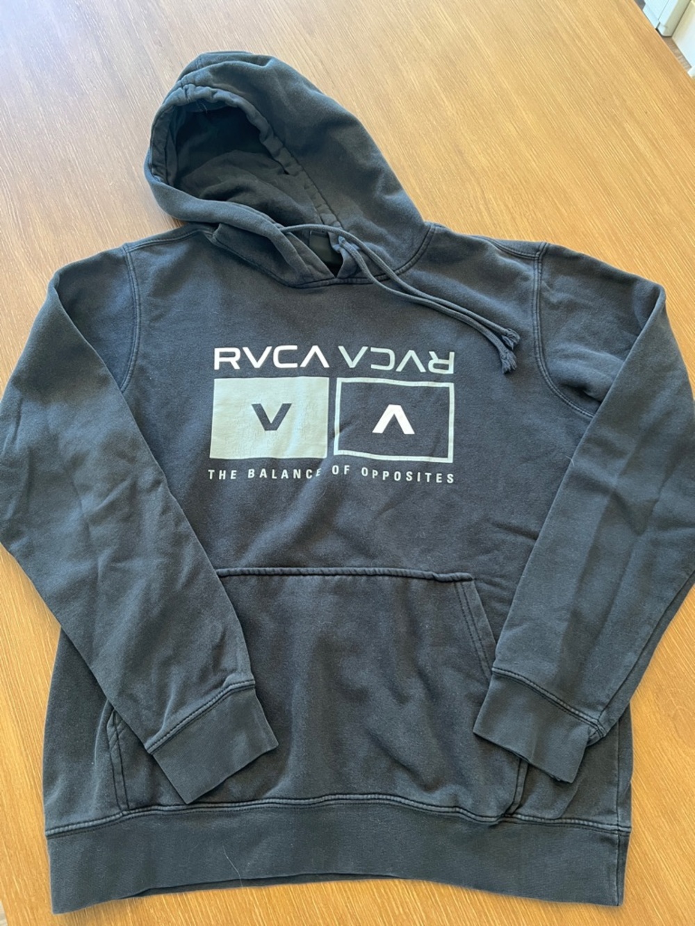 RVCA Black Crewneck Hoodie with Front Logo